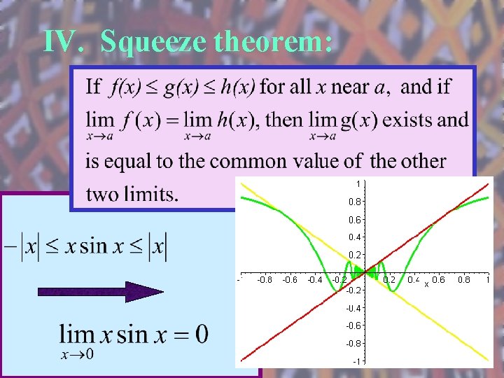 IV. Squeeze theorem: 