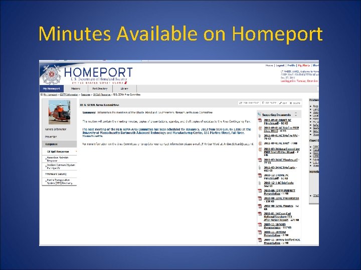 Minutes Available on Homeport 