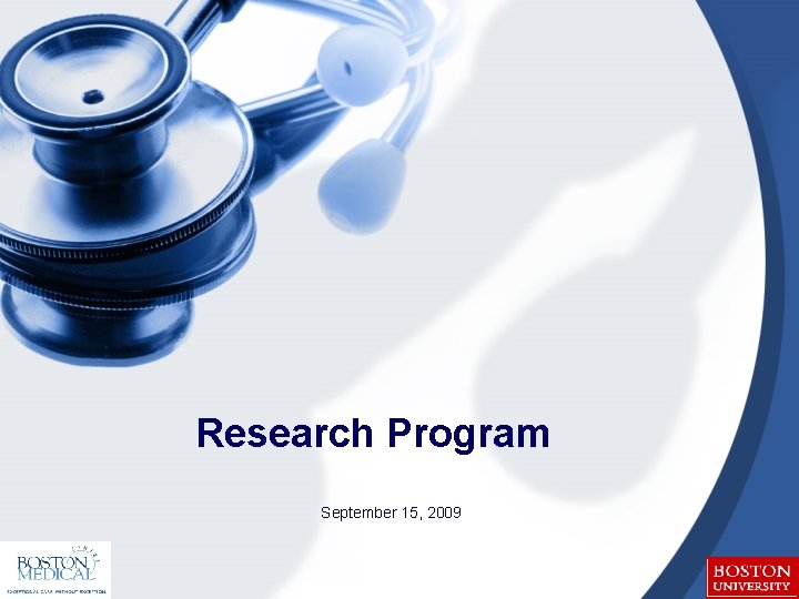 Research Program September 15, 2009 