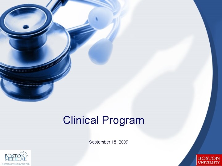 Clinical Program September 15, 2009 