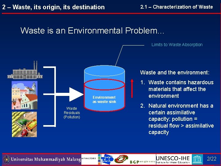 2 – Waste, its origin, its destination 2. 1 – Characterization of Waste is 2 – Waste, its origin, its destination 2. 1 – Characterization of Waste is