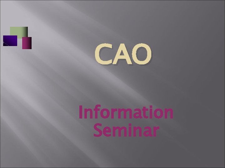 CAO Information Seminar 