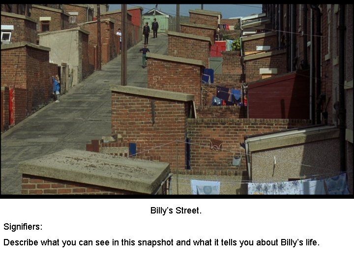 Billy’s Street. Signifiers: Describe what you can see in this snapshot and what it