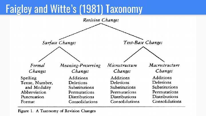 Faigley and Witte’s (1981) Taxonomy 