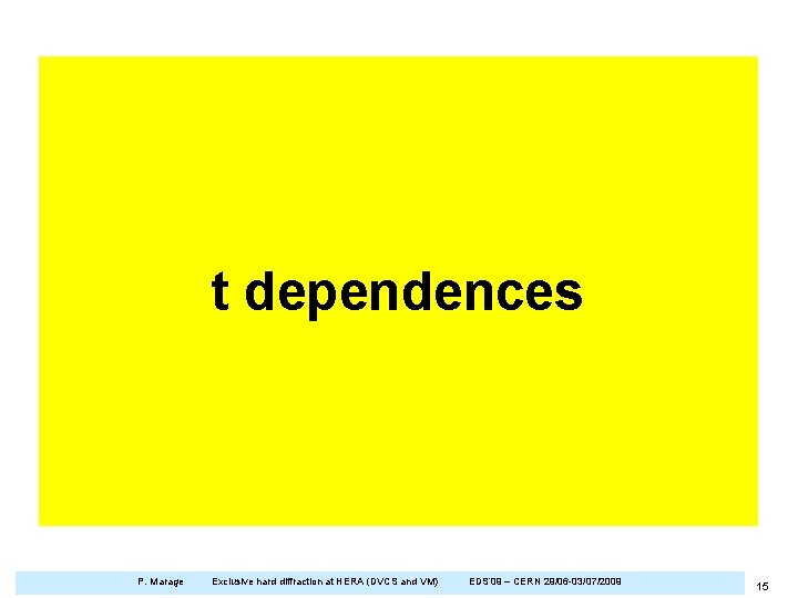 t dependences P. Marage Exclusive hard diffraction at HERA (DVCS and VM) EDS’ 09