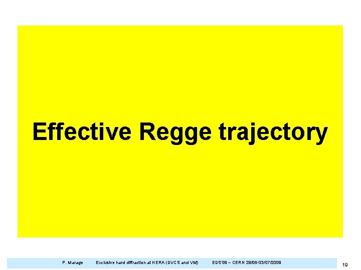 Effective Regge trajectory P. Marage Exclusive hard diffraction at HERA (DVCS and VM) EDS’