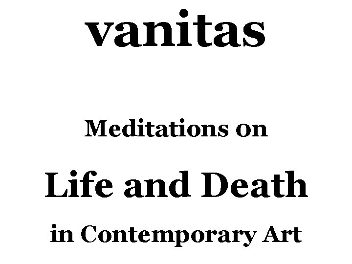 vanitas Meditations 0 n Life and Death in Contemporary Art 