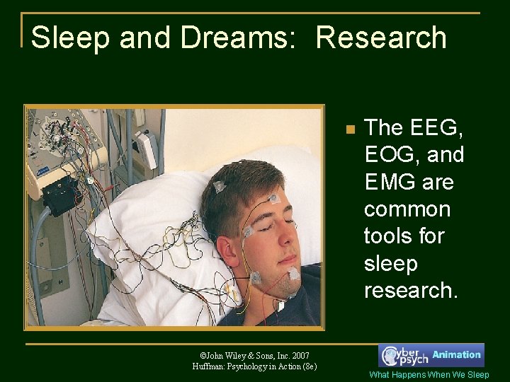 Sleep and Dreams: Research n ©John Wiley & Sons, Inc. 2007 Huffman: Psychology in