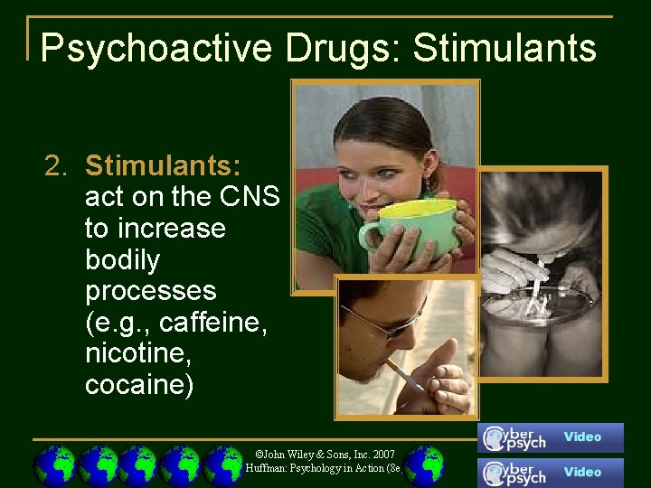 Psychoactive Drugs: Stimulants 2. Stimulants: act on the CNS to increase bodily processes (e.