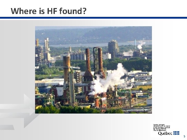 Where is HF found? 5 