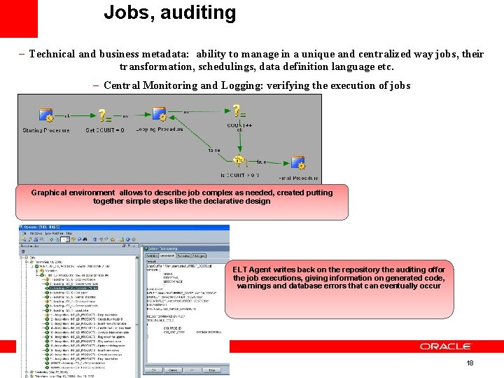 Jobs, auditing - Technical and business metadata: ability to manage in a unique and