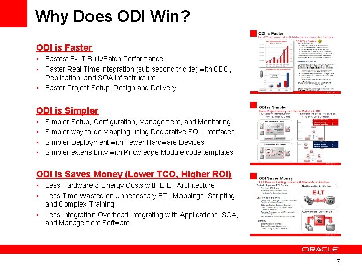 Why Does ODI Win? ODI is Faster • Fastest E-LT Bulk/Batch Performance • Faster