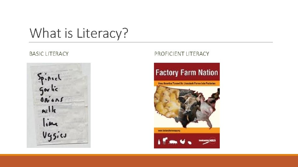 What is Literacy? BASIC LITERACY PROFICIENT LITERACY What is Literacy? BASIC LITERACY PROFICIENT LITERACY