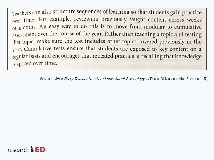Source: What Every Teacher Needs to Know About Psychology, by David Didau and Nick