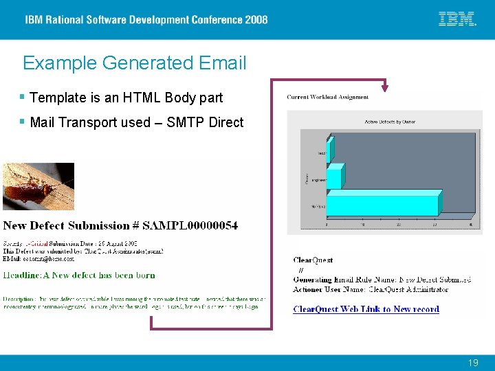 Example Generated Email § Template is an HTML Body part § Mail Transport used