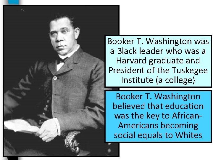 Booker T. Washington was a Black leader who was a Harvard graduate and President