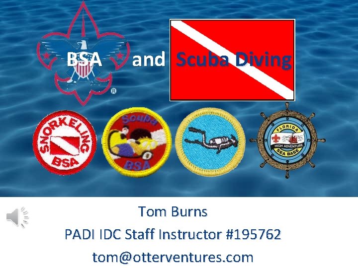 BSA and Scuba Diving Tom Burns PADI IDC Staff Instructor #195762 tom@otterventures. com 