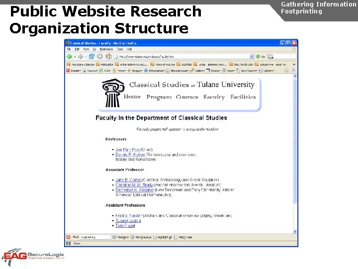 Public Website Research Organization Structure Gathering Information Footprinting 