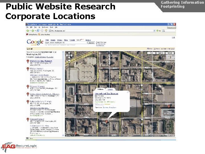 Public Website Research Corporate Locations Gathering Information Footprinting 
