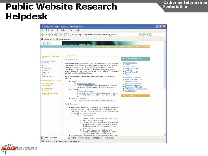 Public Website Research Helpdesk Gathering Information Footprinting 