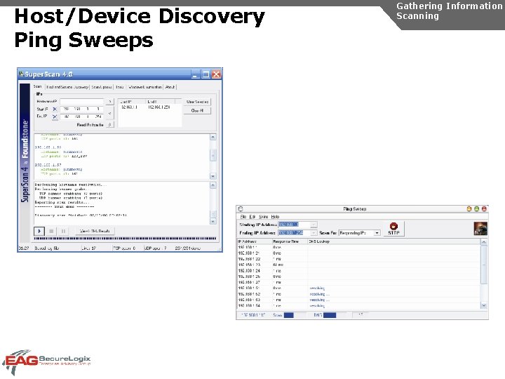 Host/Device Discovery Ping Sweeps Gathering Information Scanning 