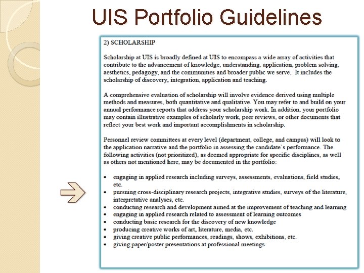 UIS Portfolio Guidelines UIS Portfolio Guidelines
