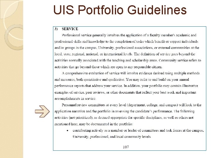 UIS Portfolio Guidelines UIS Portfolio Guidelines