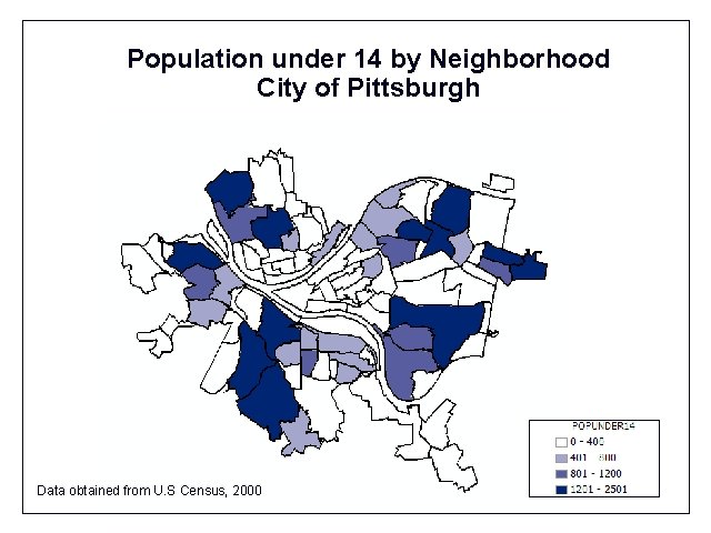 Population under 14 by Neighborhood City of Pittsburgh Data obtained from U. S Census,