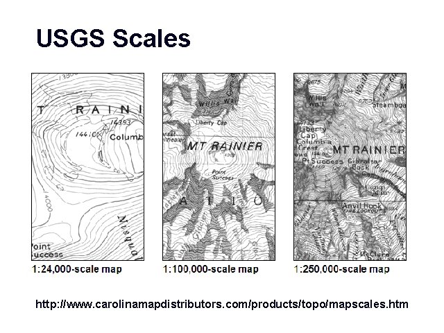 USGS Scales http: //www. carolinamapdistributors. com/products/topo/mapscales. htm GIS 26 