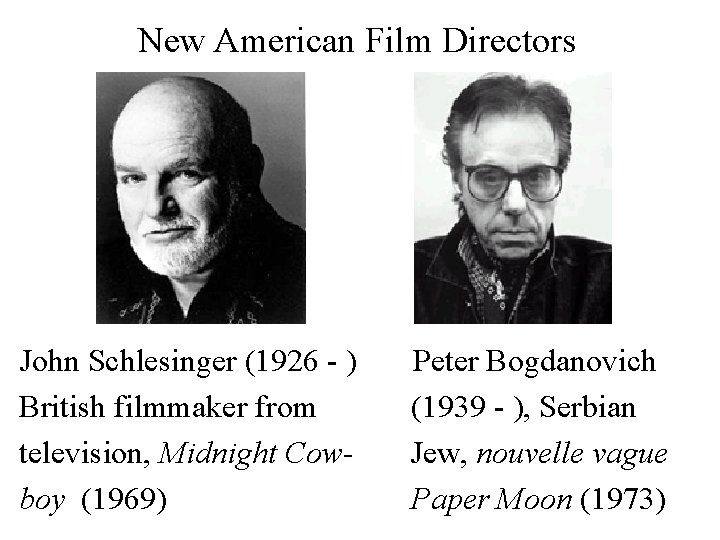 New American Film Directors John Schlesinger (1926 - ) British filmmaker from television, Midnight