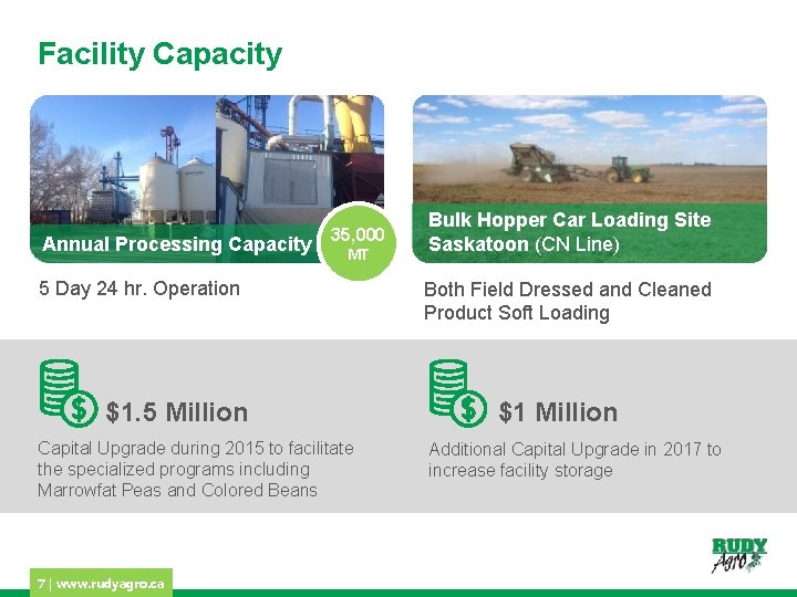 Facility Capacity Annual Processing Capacity 35, 000 MT 5 Day 24 hr. Operation $1.