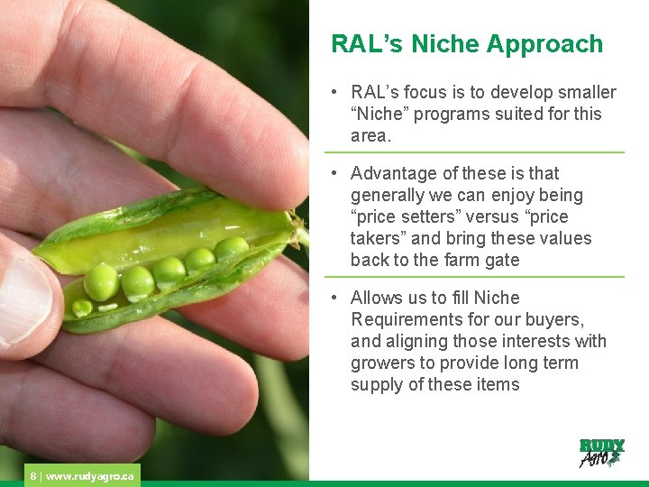 RAL’s Niche Approach • RAL’s focus is to develop smaller “Niche” programs suited for