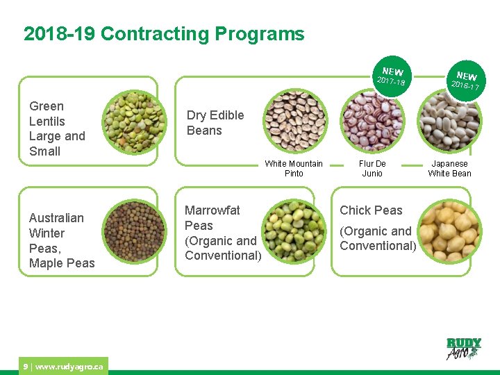 2018 -19 Contracting Programs NEW 2017 -1 8 Green Lentils Large and Small 9