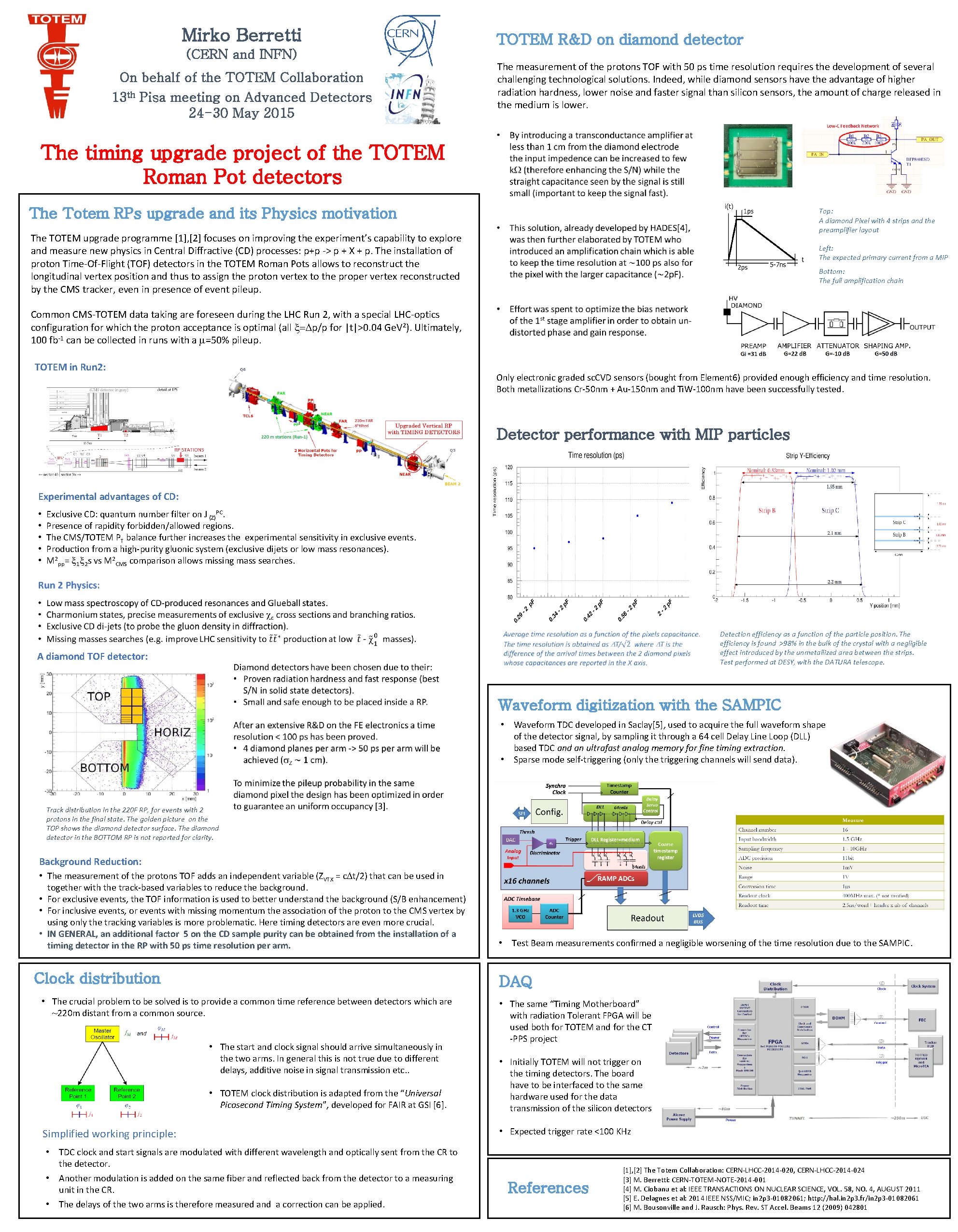 Mirko Berretti (CERN and INFN) On behalf of the TOTEM Collaboration 13 th Pisa