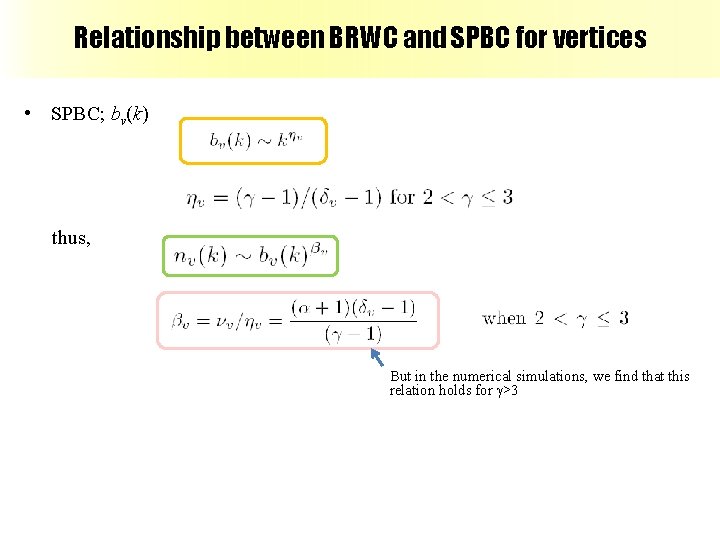 Relationship between BRWC and SPBC for vertices • SPBC; bv(k) thus, But in the