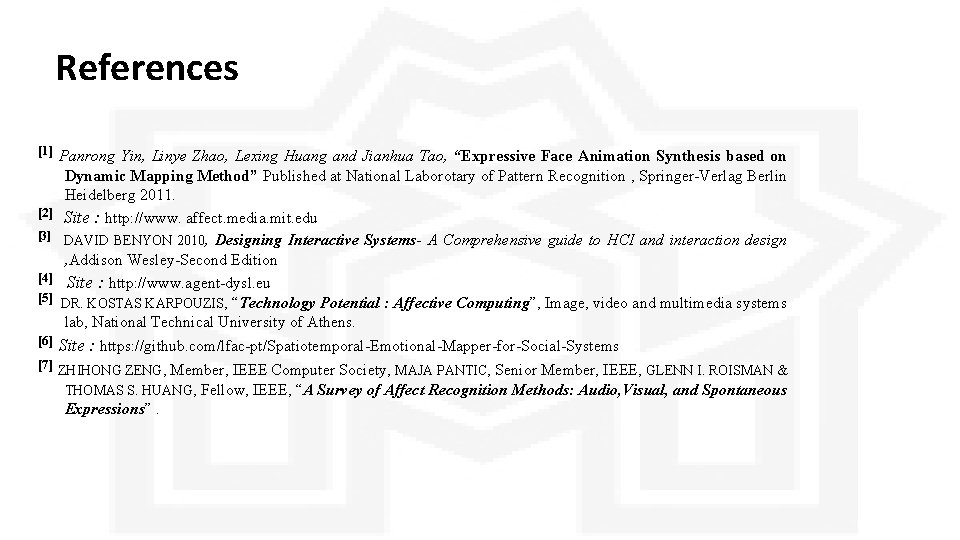 References [1] [2] [3] [4] [5] [6] [7] Panrong Yin, Linye Zhao, Lexing Huang