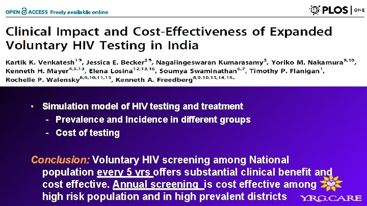  • Simulation model of HIV testing and treatment - Prevalence and Incidence in