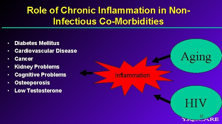 Role of Chronic Inflammation in Non. Infectious Co-Morbidities • • Diabetes Mellitus Cardiovascular Disease