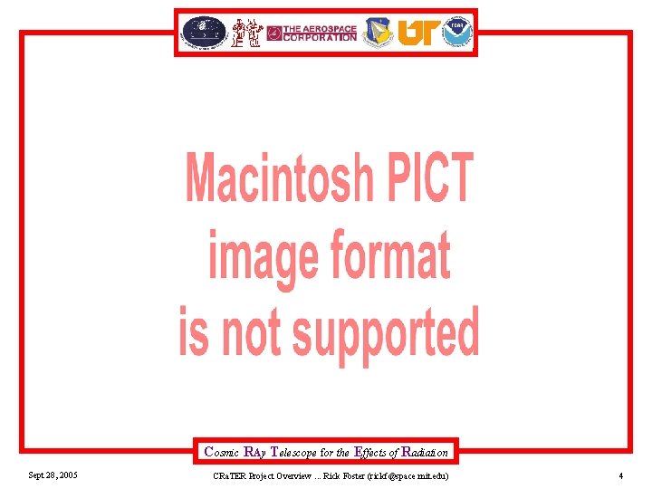 Cosmic RAy Telescope for the Effects of Radiation Sept 28, 2005 CRa. TER Project