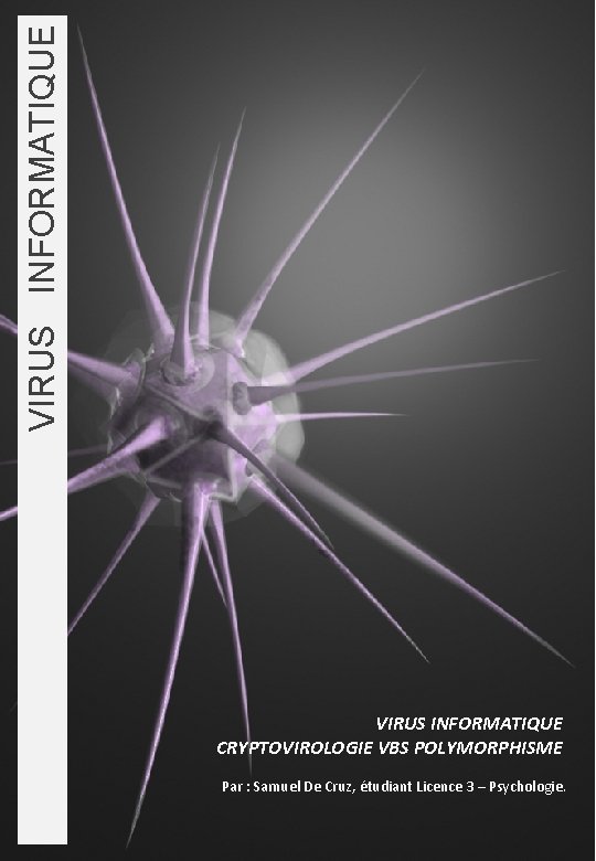 VIRUS INFORMATIQUE CRYPTOVIROLOGIE VBS POLYMORPHISME Par : Samuel De Cruz, étudiant Licence 3 –