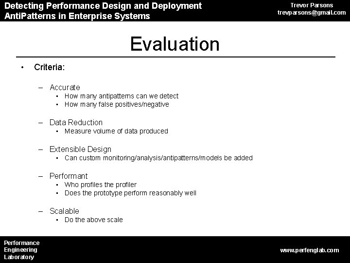 Detecting Performance Anti. Patterns in CBS Design and Deployment Anti. Patterns in Enterprise Systems Detecting Performance Anti. Patterns in CBS Design and Deployment Anti. Patterns in Enterprise Systems