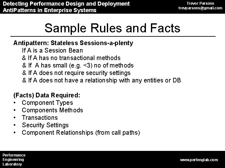 Detecting Performance Anti. Patterns in CBS Design and Deployment Anti. Patterns in Enterprise Systems Detecting Performance Anti. Patterns in CBS Design and Deployment Anti. Patterns in Enterprise Systems
