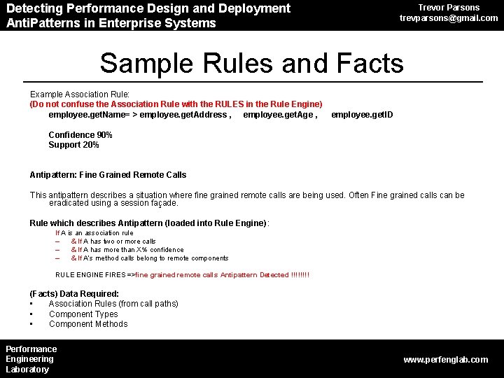 Detecting Performance Anti. Patterns in CBS Design and Deployment Anti. Patterns in Enterprise Systems Detecting Performance Anti. Patterns in CBS Design and Deployment Anti. Patterns in Enterprise Systems