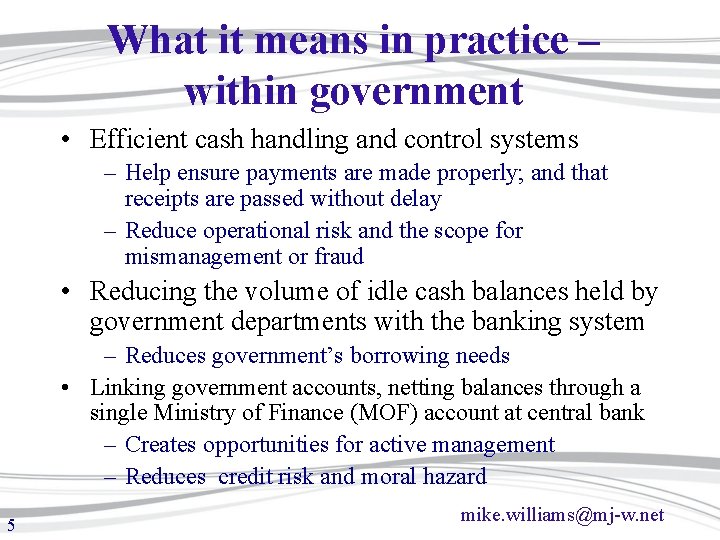 Government Cash Management Best International Practice Based on