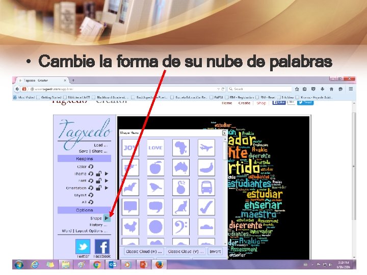  • Cambie la forma de su nube de palabras 