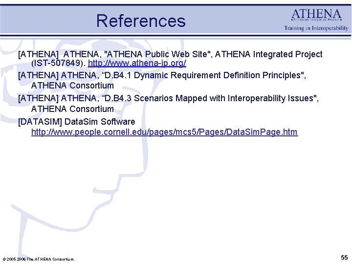 References [ATHENA] ATHENA, "ATHENA Public Web Site", ATHENA Integrated Project (IST-507849). http: //www. athena-ip.