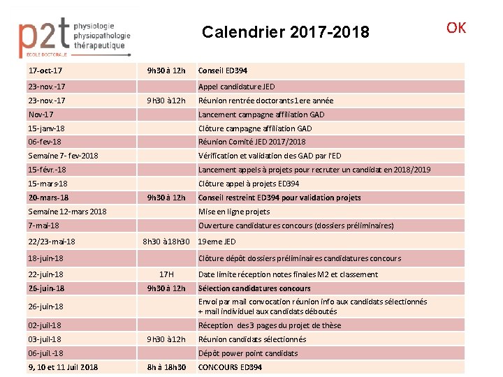 Calendrier 2017 -2018 17 -oct-17 9 h 30 à 12 h 23 -nov. -17 Calendrier 2017 -2018 17 -oct-17 9 h 30 à 12 h 23 -nov. -17