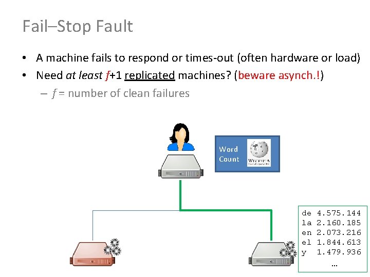 Fail–Stop Fault • A machine fails to respond or times-out (often hardware or load)