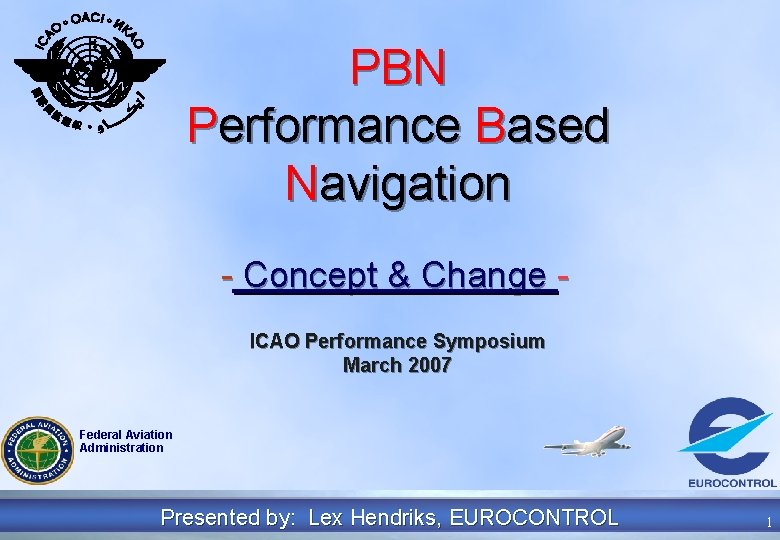 PBN Performance Based Navigation - Concept & Change ICAO Performance Symposium March 2007 Federal