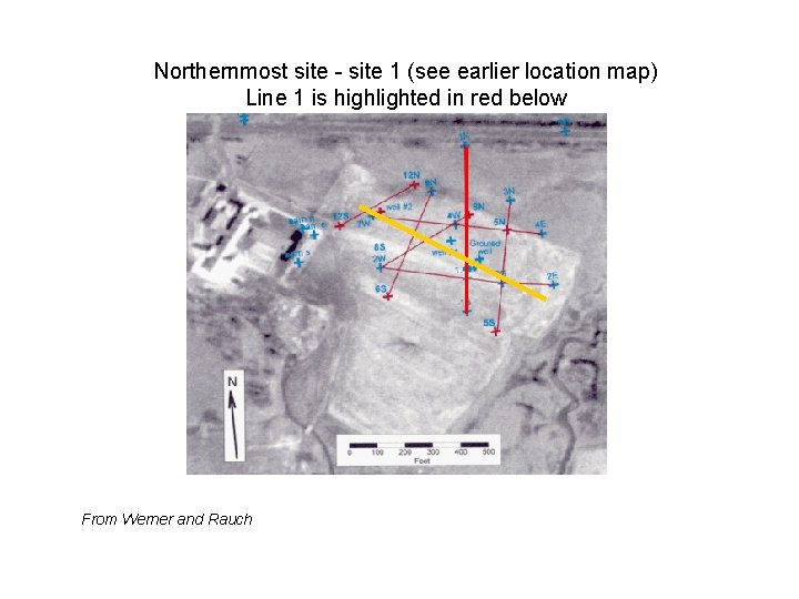 Northernmost site - site 1 (see earlier location map) Line 1 is highlighted in